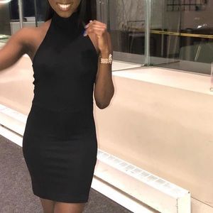 Black Bodycon Halter Dress